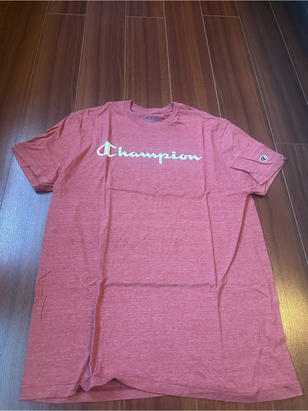 Champion Short-Sleeve Crewneck T-Shirt in Heather Red